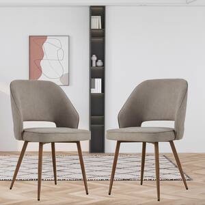Modern Light Brown Dining Chairs, Velvet Accent Chair, Upholstered Side Chair with Metal Legs (Set of 2)