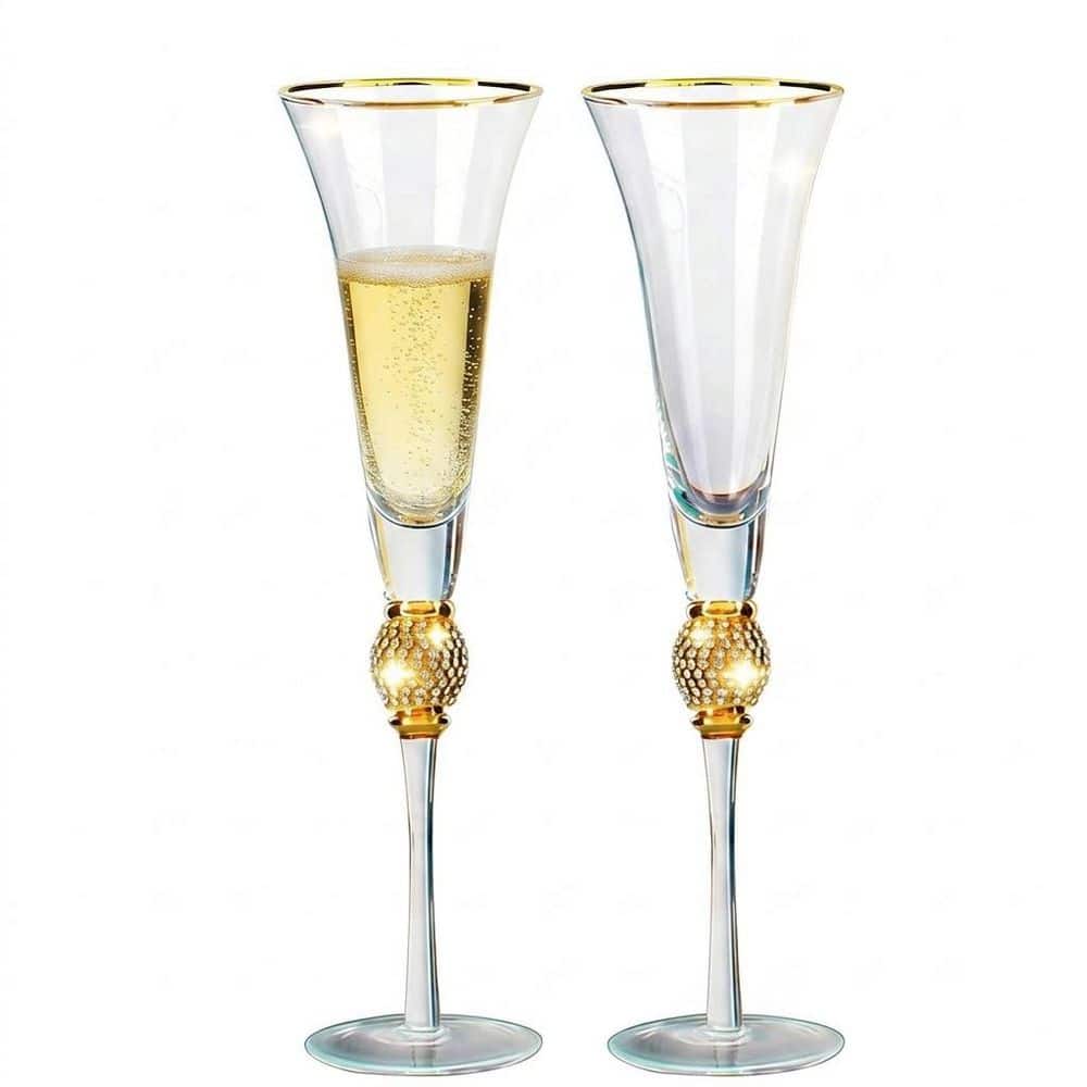 Wedding Toasting Champagne Flutes and Cake Server Set of 4 with Gold ...