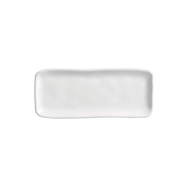 PORTO BRASIL 8.66 in. New White Stoneware Rectangular Platter Organic (Set of 4)