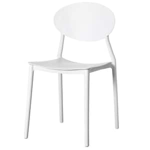 Modern Plastic Outdoor Dining Chair with Open Oval Back Design in White