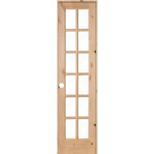 28 in. x 96 in. Krosswood French Knotty Alder 12-Lite Tempered Glass Solid Right-Hand Wood Single Prehung Interior Door