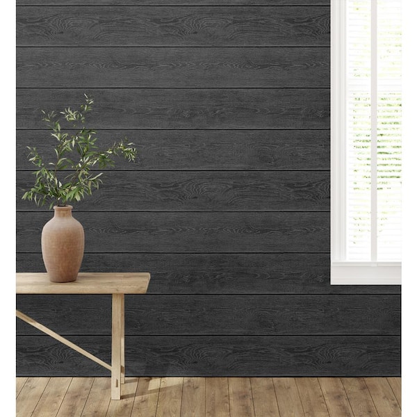 30.75 sq. ft. Charcoal Stacks Vinyl Peel and Stick Wallpaper Roll