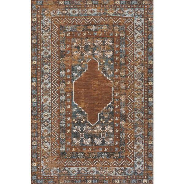 Vanelle Traditional Brown 6 ft. x 9 ft. Outdoor Area Rug