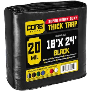 18 ft. x 24 ft. Black 20 Mil Heavy Duty Polyethylene Tarp, Waterproof, UV Resistant, Rip and Tear Proof