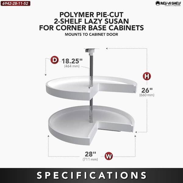 2-Shelf White 28 in. Lazy Susan Pie-Cut Polymer