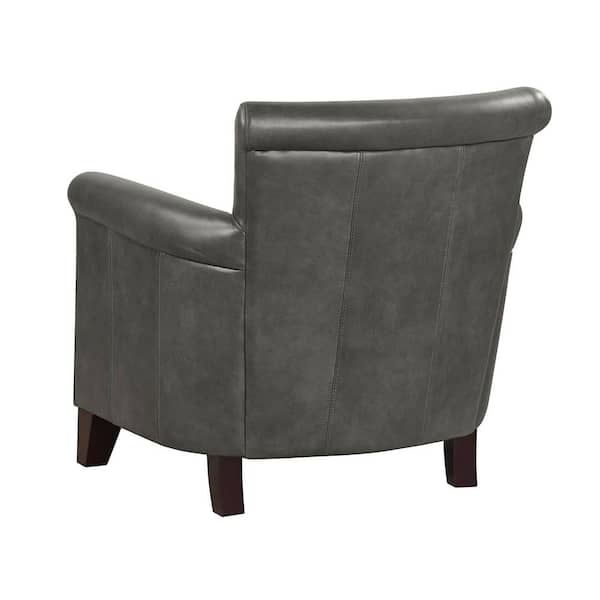 Lazzara Kailee Gray Top Grain Leather Fabric Upholstery Nailhead