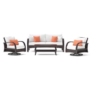 Barcelo 4-Piece Wicker Motion Patio Seating Set With Sunbrella Cast Coral Cushions