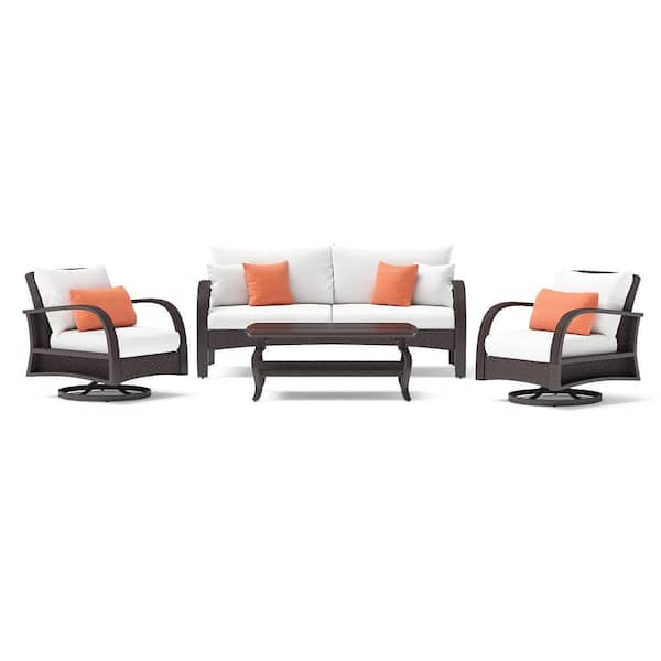 RST BRANDS Barcelo 4-Piece Wicker Motion Patio Seating Set With Sunbrella Cast Coral Cushions