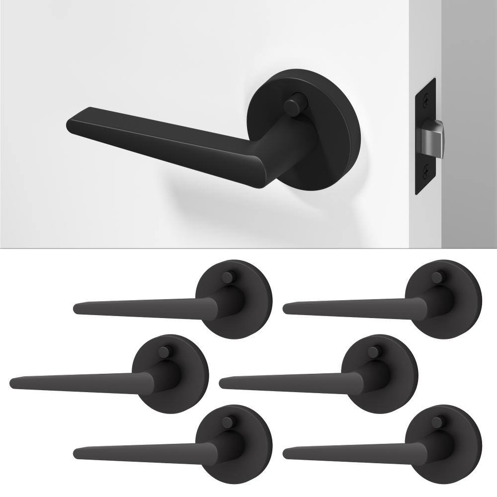 Halo Metal Matte Black Privacy Bed/Bath Flat Door Handle with Push Button and Round Rosette 6-Pack price history on PriceWatchPro