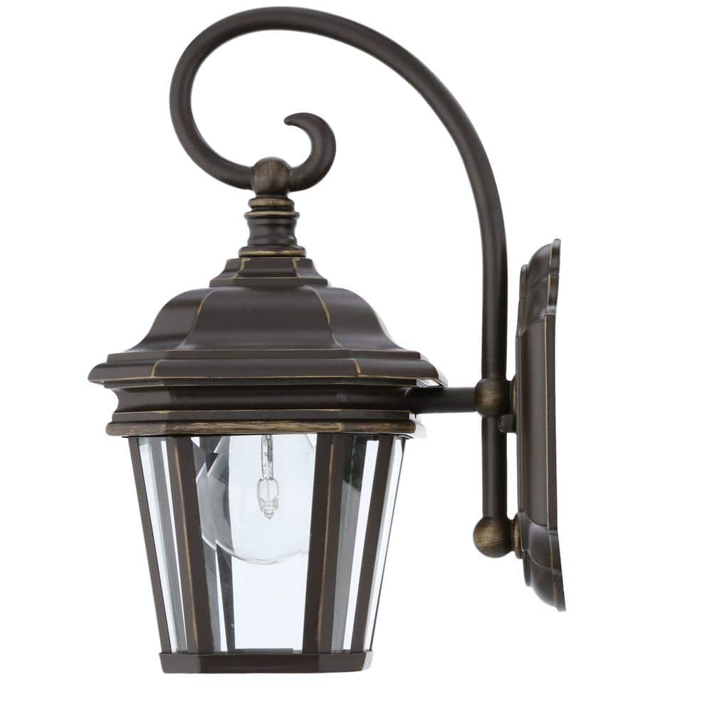 Oil Rubbed Bronze Outdoor Wall Lantern with Clear Glass Panels