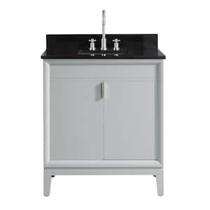 Emma 31 in. W x 22 in. D x 35 in. H Bath Vanity in Dove Gray with Granite Vanity Top in Black with White with Basin