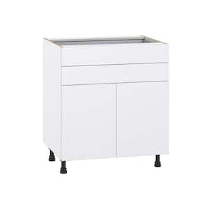 Fairhope Bright White Slab Assembled Base Kitchen Cabinet with 2 Drawers (30 in. W x 34.5 in. H x 24 in. D)