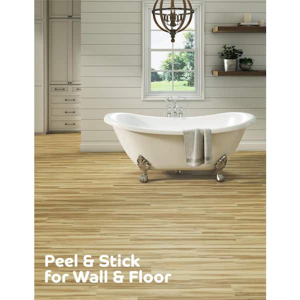 DuraDecor Weekend Warrior Natural Hickory 3 Mil x 4-in W x 36-in L Peel & Stick Water Resistant Luxury Vinyl Flooring (20 sf/case)