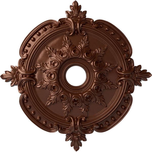 Ekena Millwork 1-5/8 in. x 28-3/8 in. x 28-3/8 in. Polyurethane Benson Classic Ceiling Moulding, Copper Penny