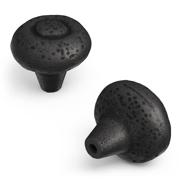 HICKORY HARDWARE Refined Rustic 1-1/2 in. Dia Black Iron Cabinet Knob (10-Pack)