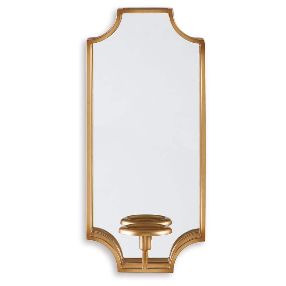 Luminous Goldtone 9" Contemporary Wall Sconce with Mirrored Surface