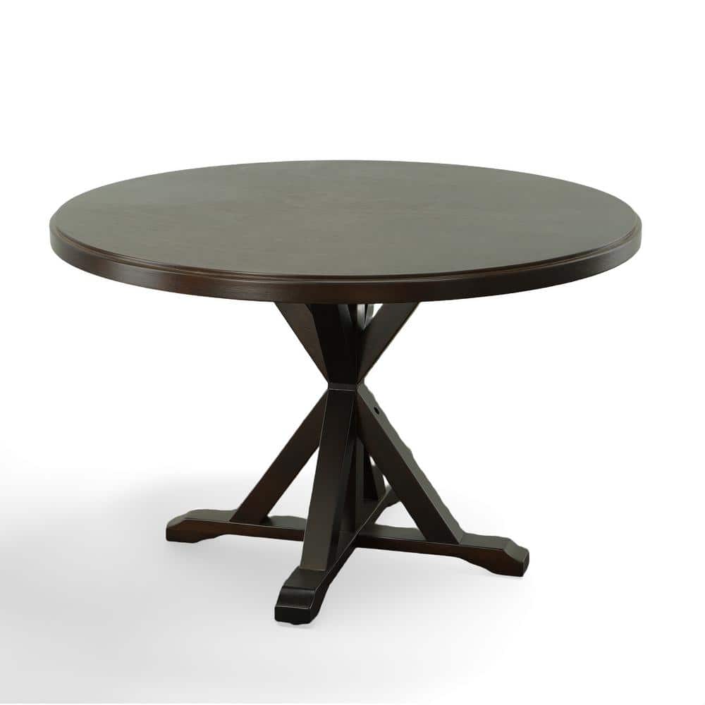Side view of the Monet Espresso X-base Dining Table.