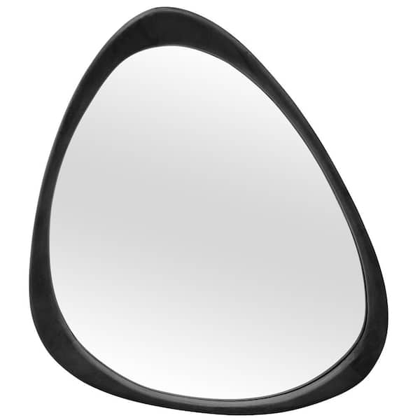 19 in. W x 24.1 in. H Irregular Black Natural Solid Wood Frame Decorative Mirror
