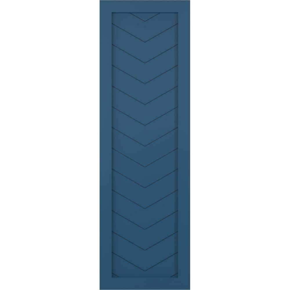 15 in. x 68 in. PVC Single Panel Chevron Modern Style Fixed Mount Board and Batten Shutters in Sojourn Blue price history on PriceWatchPro