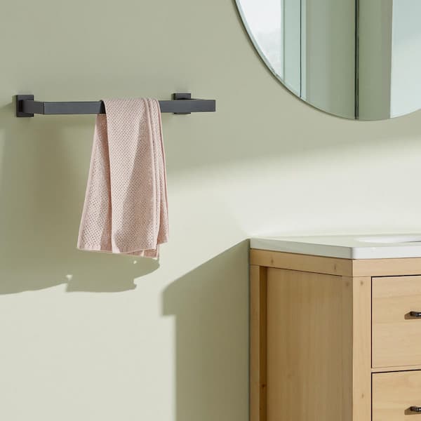 Towel Bar Wall Mounted In Matte Black Bathroom