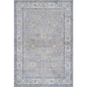 Modern Persian Vintage Moroccan Traditional Gray/Blue 3 ft. x 5 ft. Area Rug
