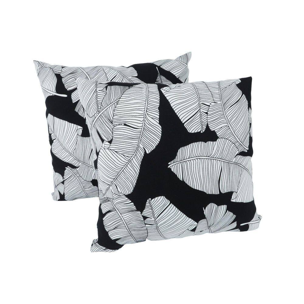 Black Leaf Square Outdoor Throw Pillow without Fringe (2-Pack) price history on PriceWatchPro