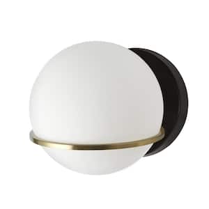 Sofia 1-Light LED Compatible Matte Black and Aged Brass Wall Sconce