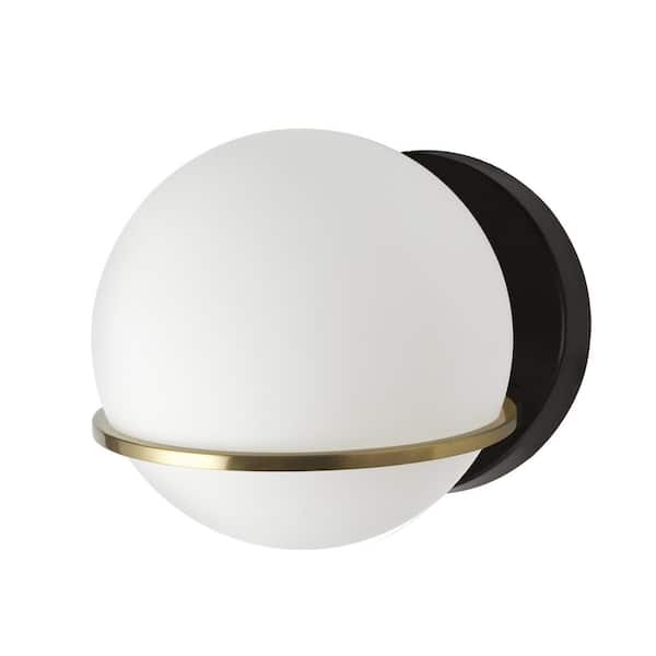 Dainolite Sofia 1-Light LED Compatible Matte Black and Aged Brass Wall Sconce