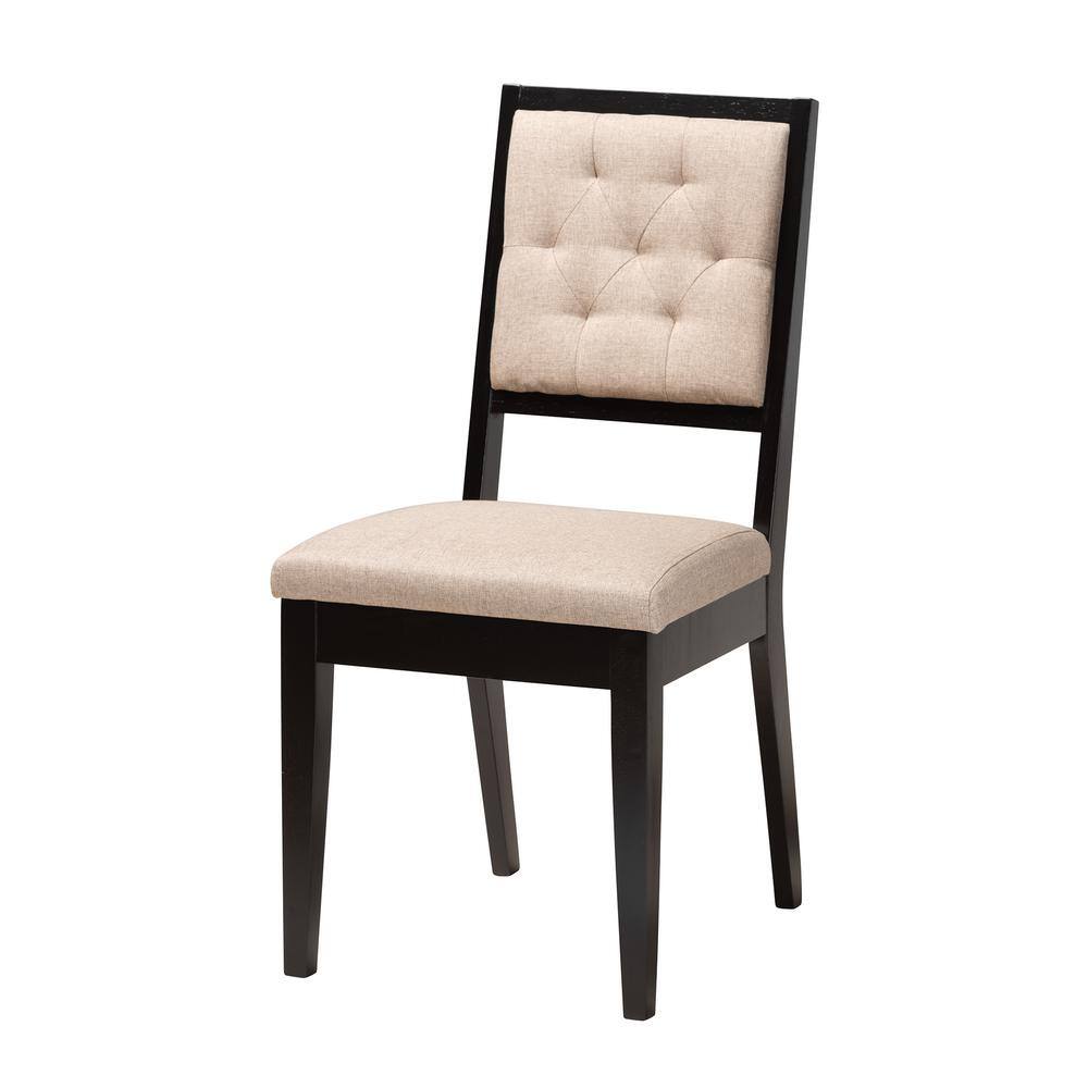 Mana Modern Sand Fabric and Dark Brown Wood 5-Piece Dining Set