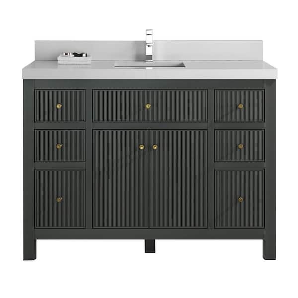 Willow Collections Sonoma 42 in. W x 22 in. D x 36 in. H Bath Vanity in Dark Green with 2 in Carrara Quartz Vanity Top