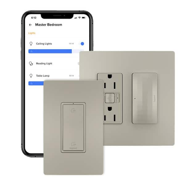 Legrand radiant with Netatmo Decorator Duplex Smart Outlet Starter Kit with Home/Away Switch, Nickel