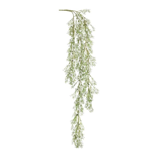 42 in. Deluxe White Artificial Baby's Breath Gypsophila Flower Stem Hanging Spray Bush