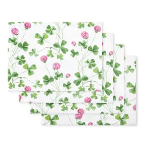 Clover Meadow 17.5 in. W x 13 in. H White/Green Cotton Placemat (Set of 4)