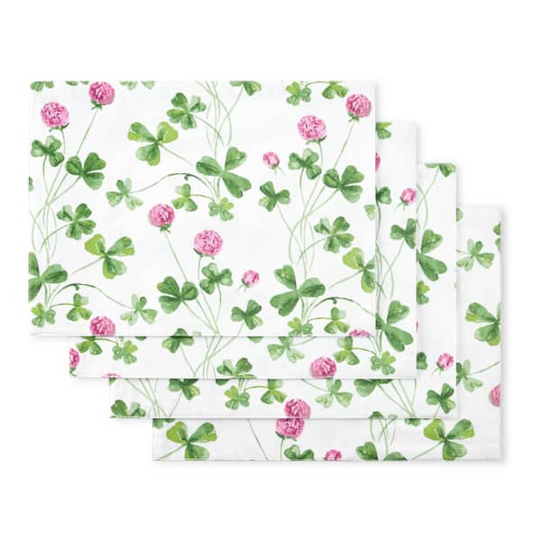 MARTHA STEWART Clover Meadow 17.5 in. W x 13 in. H White/Green Cotton Placemat (Set of 4)