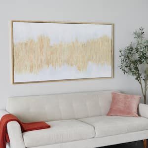 1- Panel Geode Glitter Flakes Framed Wall Art with Gold Frame 36 in. x 65 in.
