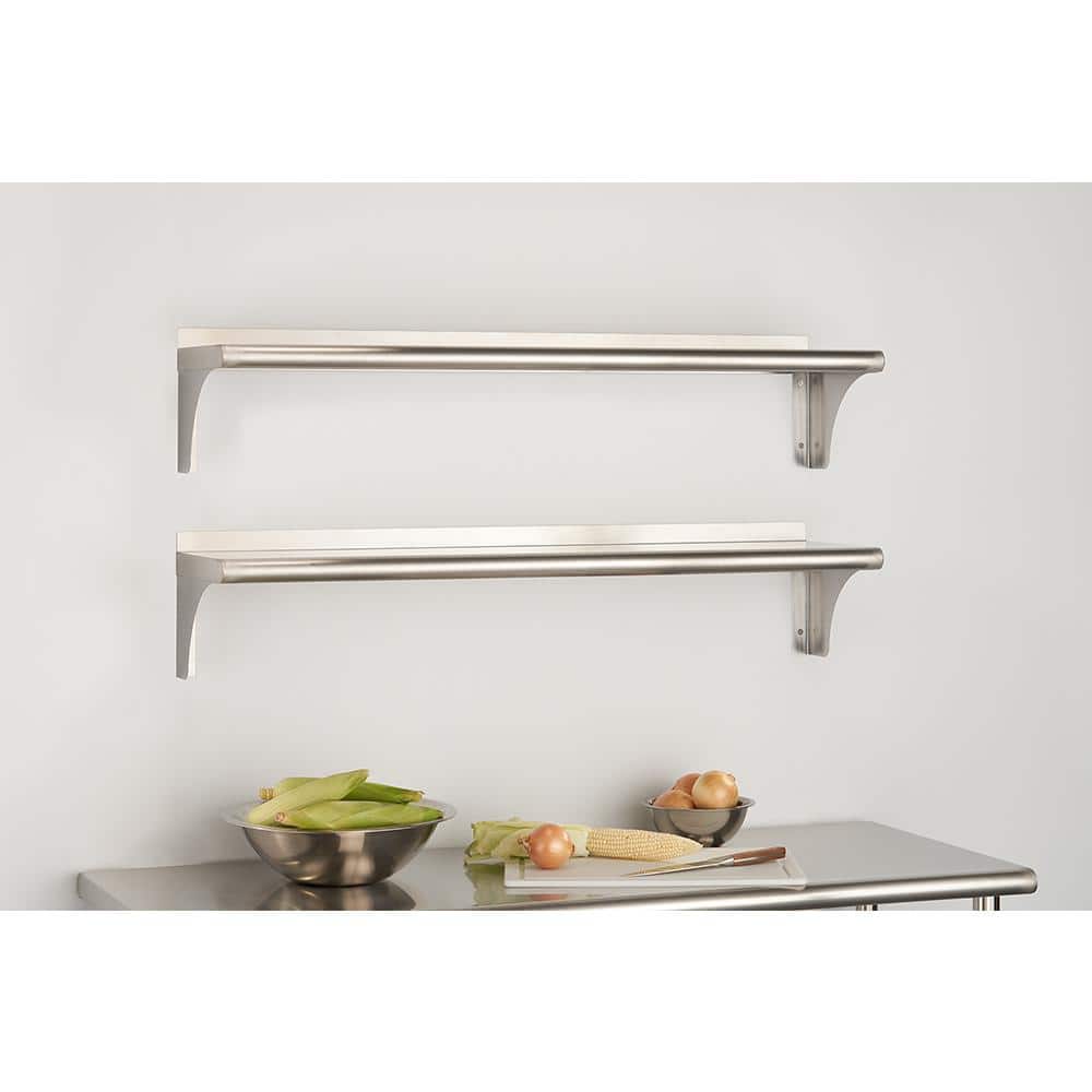 48" Stainless Steel Wall Shelf with Rounded Edge, 2-Pack