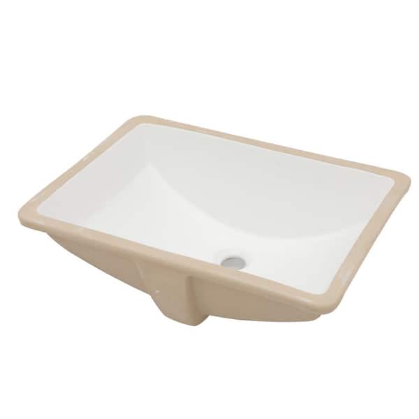 Tatahance 21 in. x 13 in . Undermount Rectangular Bathroom Sink with Overflow in White Ceramic