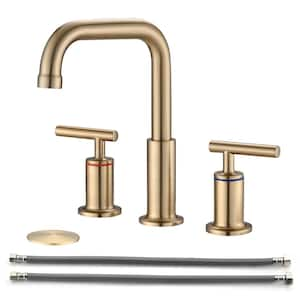 8 in. Widespread 2-Handle Bathroom Faucet, Bathroom Faucet with Pop Up Drain in Spot Defense Brushed Gold