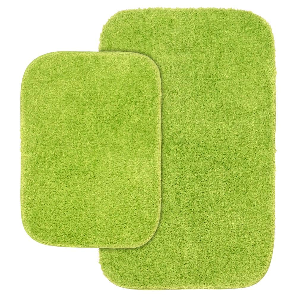 Lime-Aid Green Plush Nylon 2-Piece Bath Rug Set
