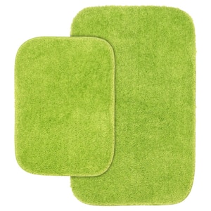 Lime-Aid Green Traditional Plush Nylon 2-Piece Bath Rug Set