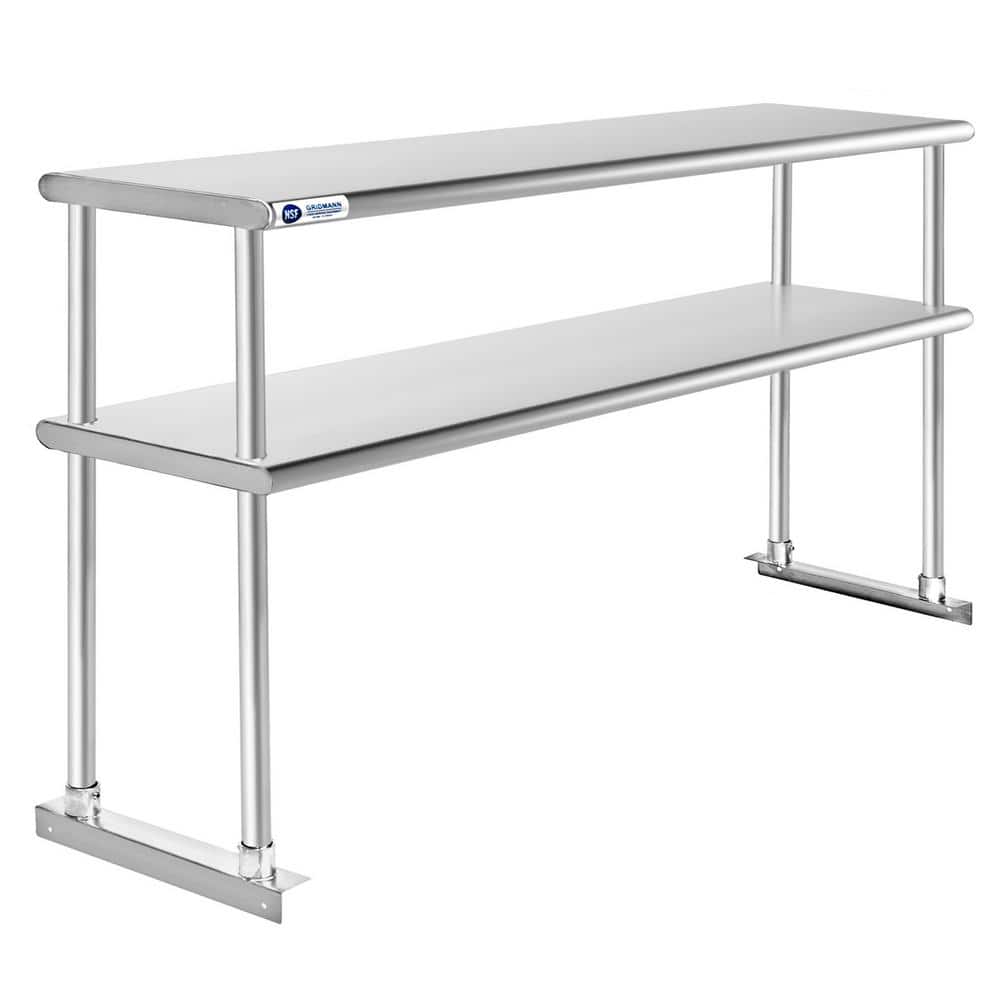 72" Satin Stainless Steel 2-Tier Overshelf for Prep Tables