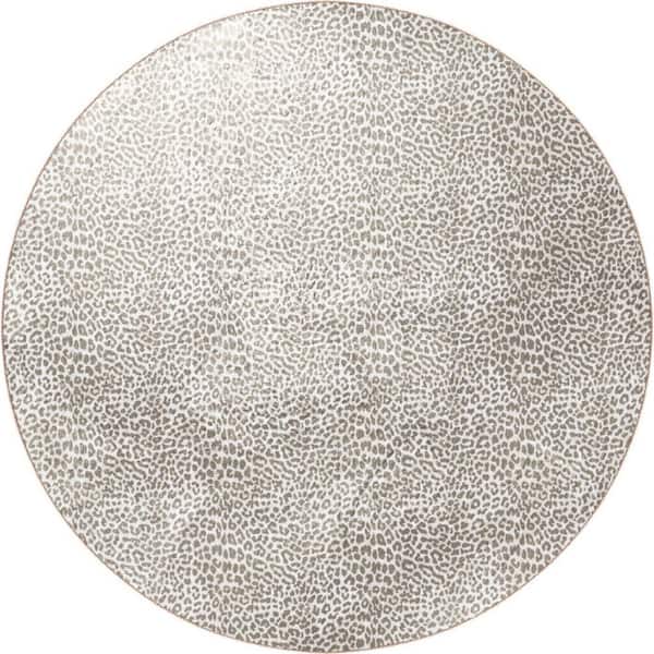 HomeRoots 8' Round Beige Animal Print Runner Rug