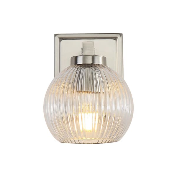 Elliott 7.25 in. 1 Light Pewter Vanity Light with Ribbed Clear Shade