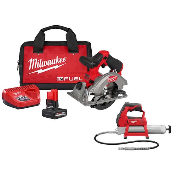 M12 FUEL 12V Lithium-Ion Brushless 5-3/8 in. Cordless Circular Saw Kit with Grease Gun