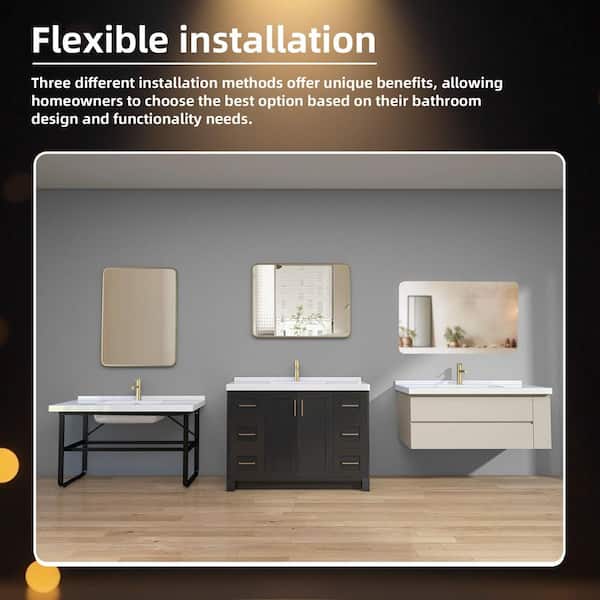 Zeafive 48 in. W x 22 in. D Solid Surface White Rectangular Single