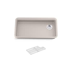 Cairn Matte Taupe Solid Surface 33 in. Single Bowl Undermount Kitchen Sink