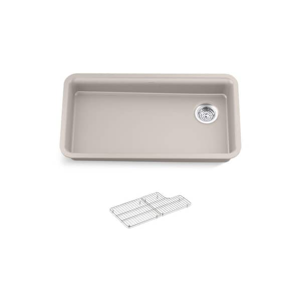 Cairn Matte Taupe Granite Composite 33 in. Single Bowl Undermount Kitchen Sink