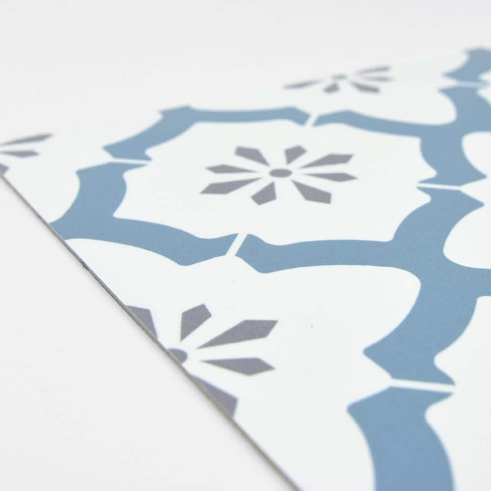 Alfama Blue and White Geometric Peel and Stick Vinyl Floor Tiles