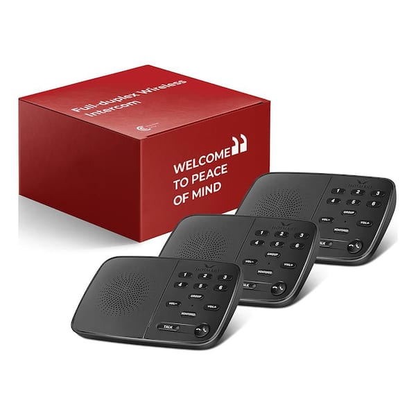Wireless 2-Way Intercom System for Home and Business Full Duplex with Ultra Speak Sound Quality 1200 ft. Range 3-Pack