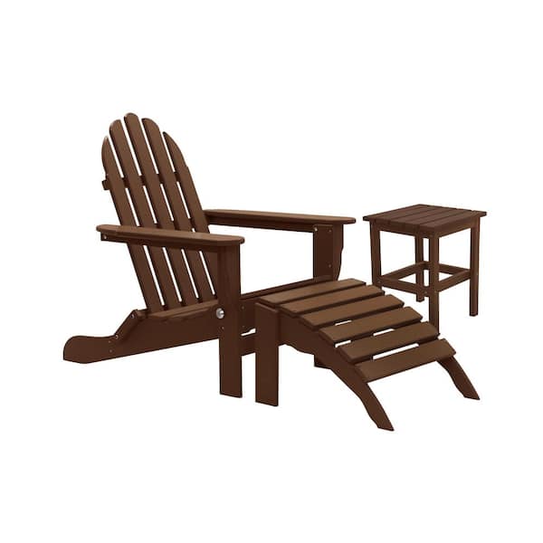 DUROGREEN Icon Chocolate Recycled Folding Plastic Adirondack Chair (3-Piece)